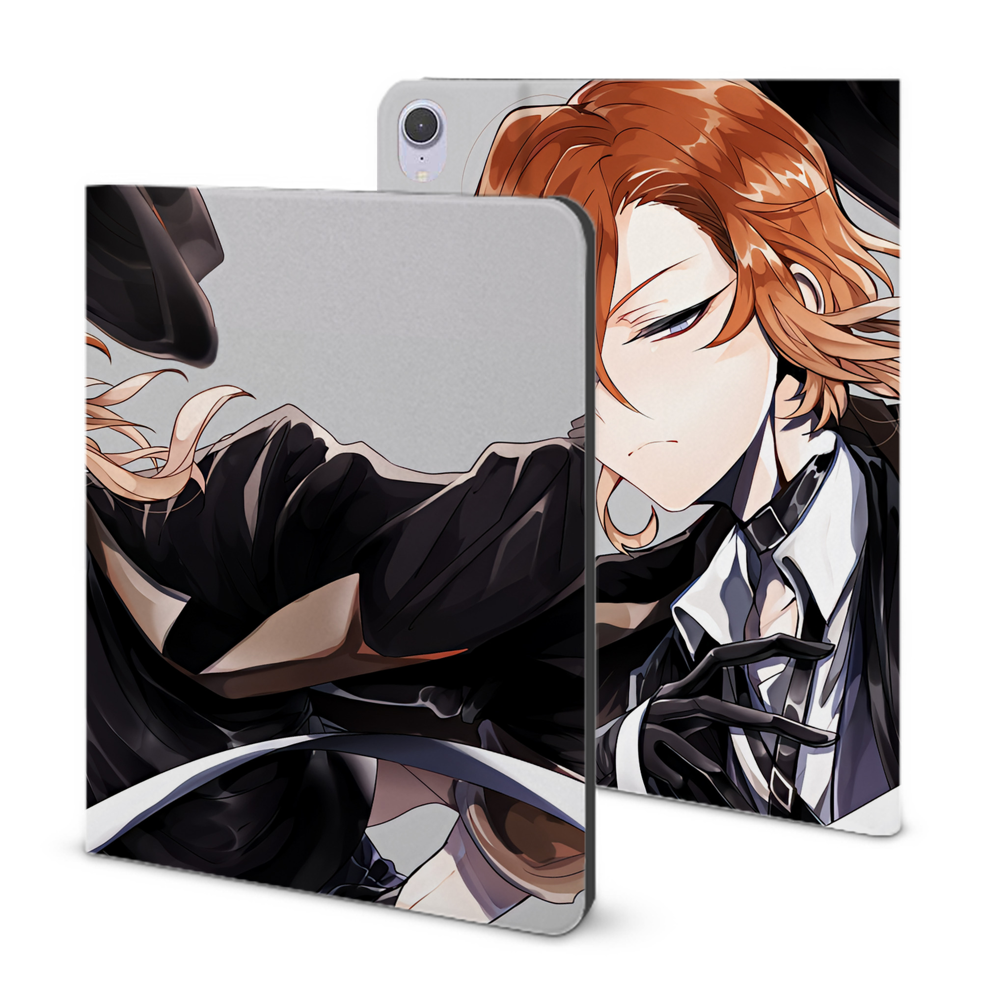 （画像用） 文豪ストレイドッグス Bungo Stray Dogs IPad ケース ブック型 PUレザー TPU 耐衝撃 軽量 薄型 ペン収納なし 全面保護 IPad 各モデル対応